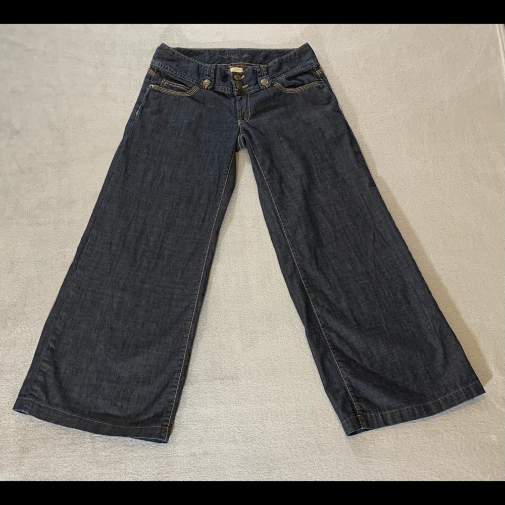 Michael Kors Wide Leg Crop Jeans Dark Blue